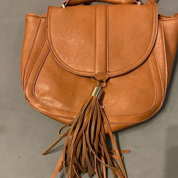 Rampage Handbags - Rampage Brown Fringe Crossbody Bag with Tassel Flap Closure